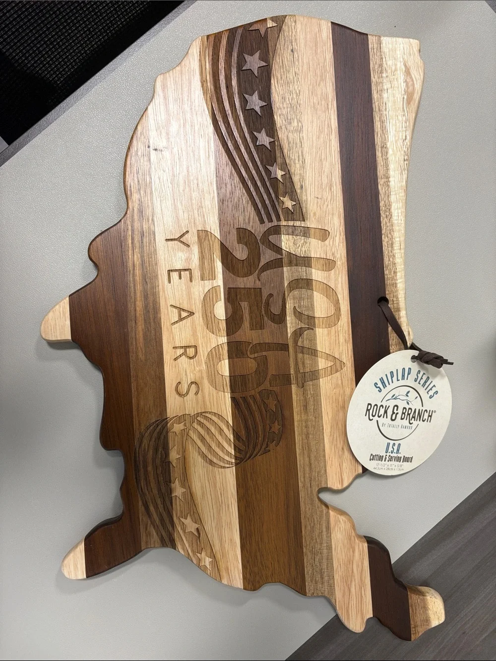 USA 250 Year Anniversary Wooden Cutting/Serving Board - Natural Wood